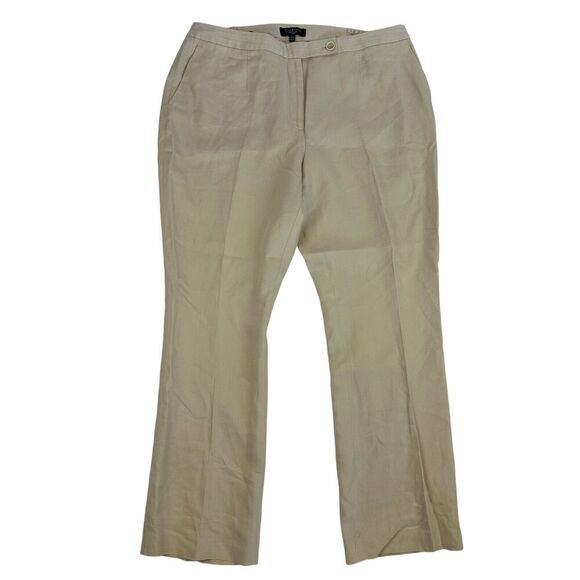 Talbots Heritage Beige Tan Straight Leg Dress Pants Linen Blend Plus Sz 16W - Picture 1 of 13